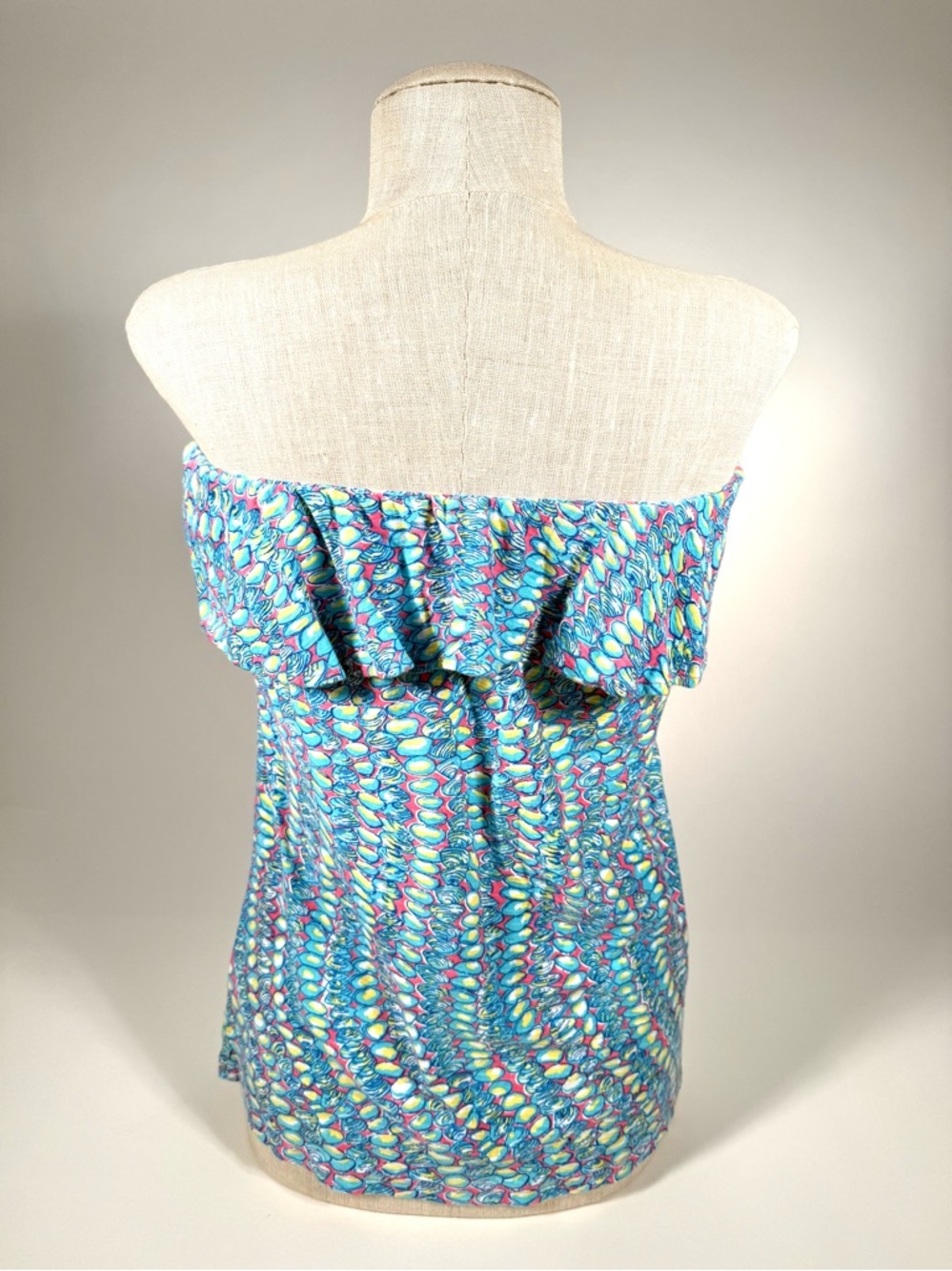 Lilly Pulitzer Wiley Strapless Ruffle Tube Top Clam Jam Print Seashell Nautical - Picture 5 of 16